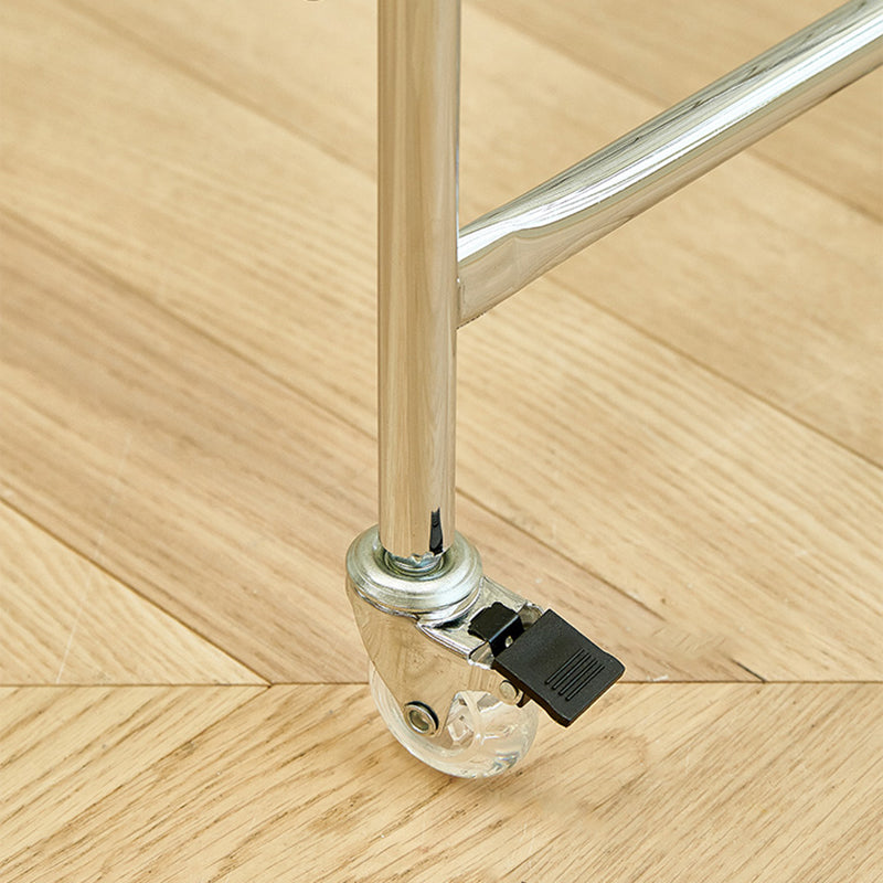 Moveable Side End Table in Metal  with Wheels 4 Legs Base Side Table