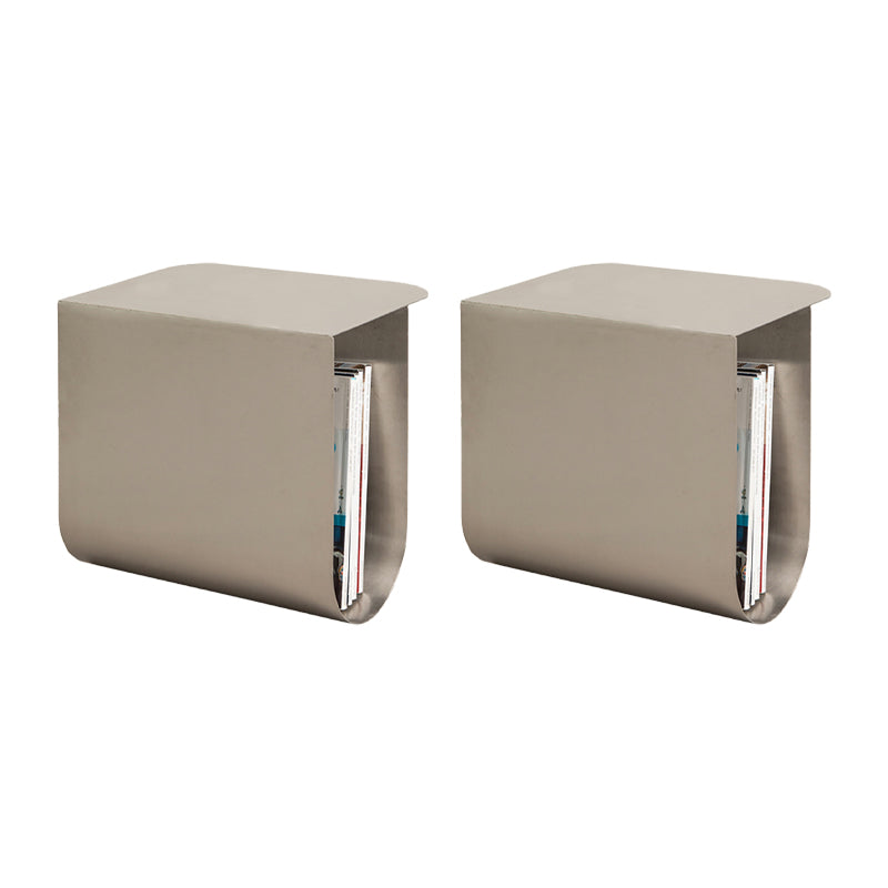 Contemporary Sofa Side Accent Table Metal with Storage Living Room Abstract