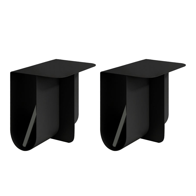 Contemporary Sofa Side Accent Table Metal with Storage Living Room Abstract