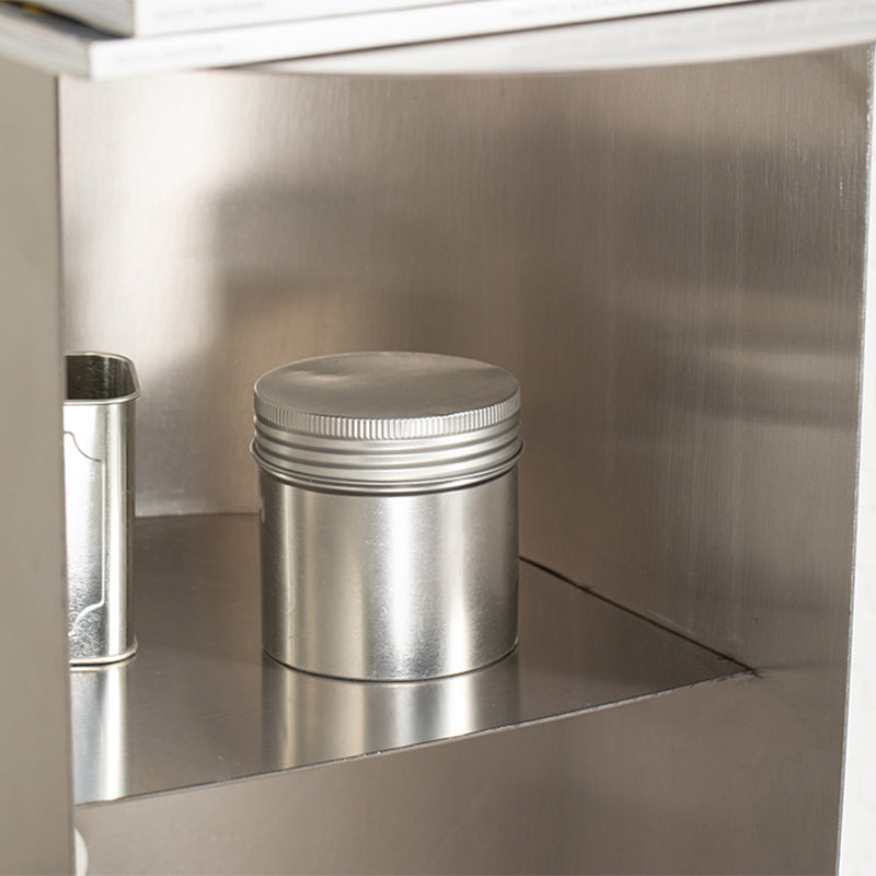 Contemporary Sofa Side Accent Table Metal with Storage Living Room Abstract