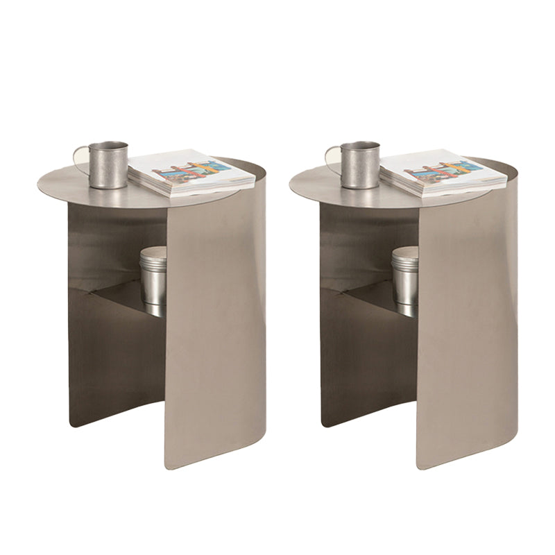 Contemporary Sofa Side Accent Table Metal with Storage Living Room Abstract