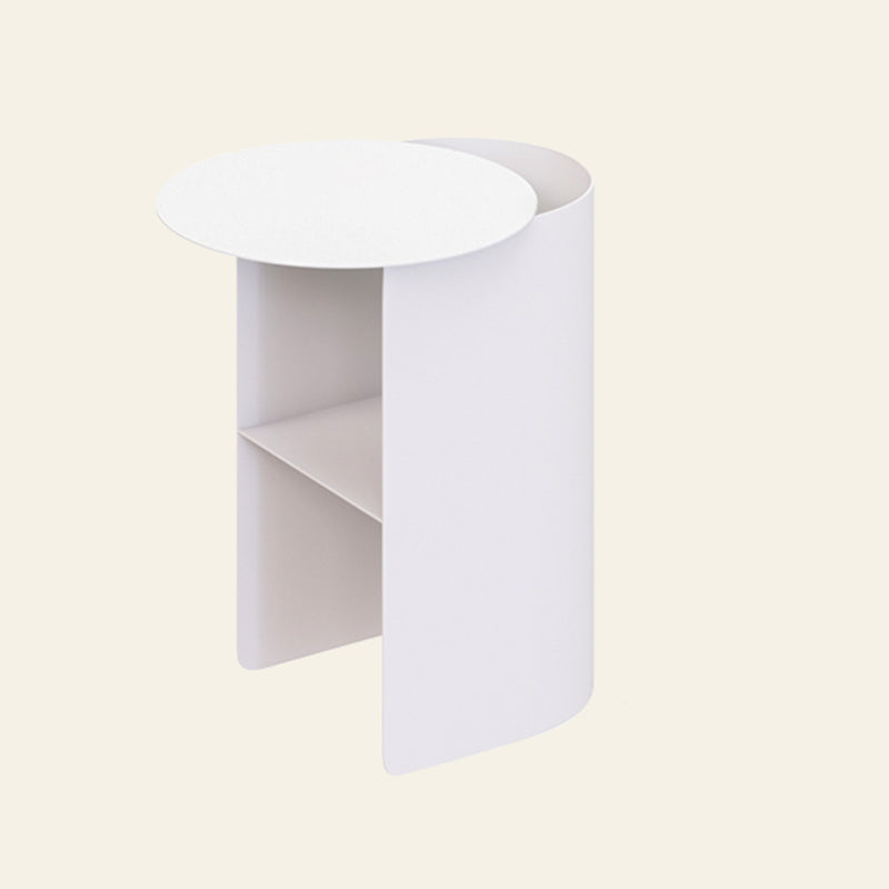 Contemporary Sofa Side Accent Table Metal with Storage Living Room Abstract