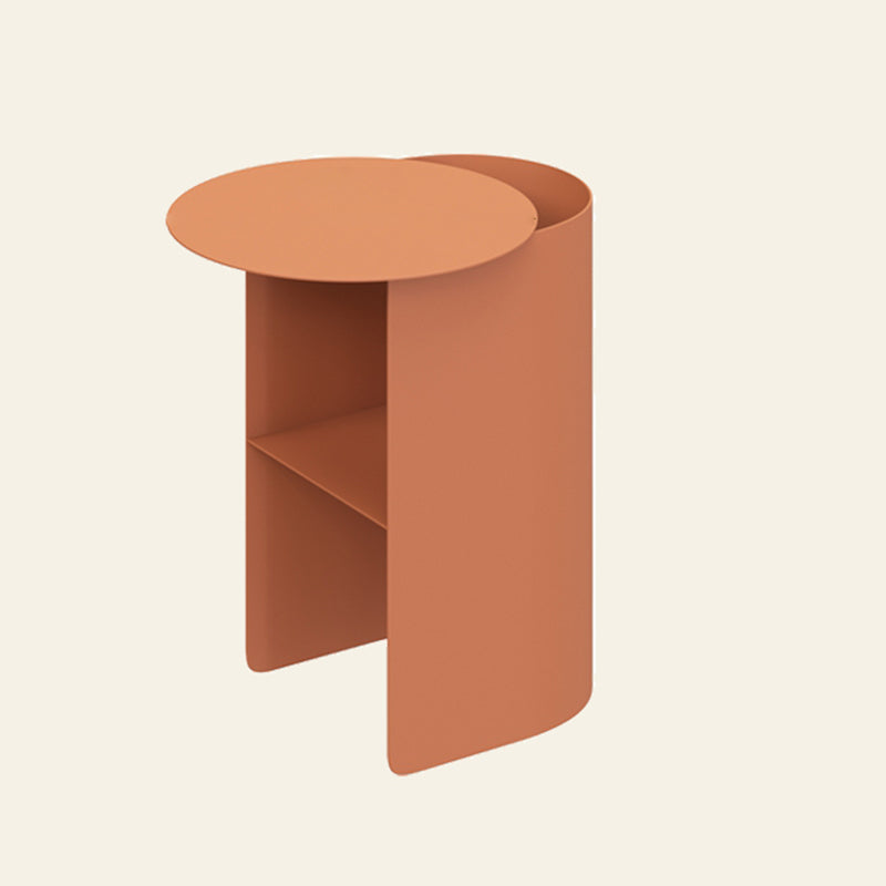 Contemporary Sofa Side Accent Table Metal with Storage Living Room Abstract