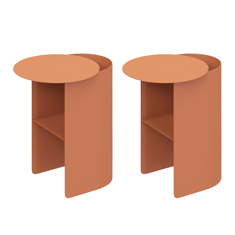 Contemporary Sofa Side Accent Table Metal with Storage Living Room Abstract