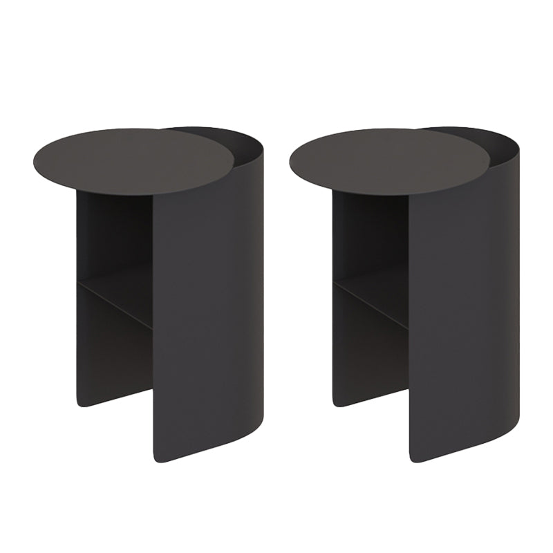 Contemporary Sofa Side Accent Table Metal with Storage Living Room Abstract