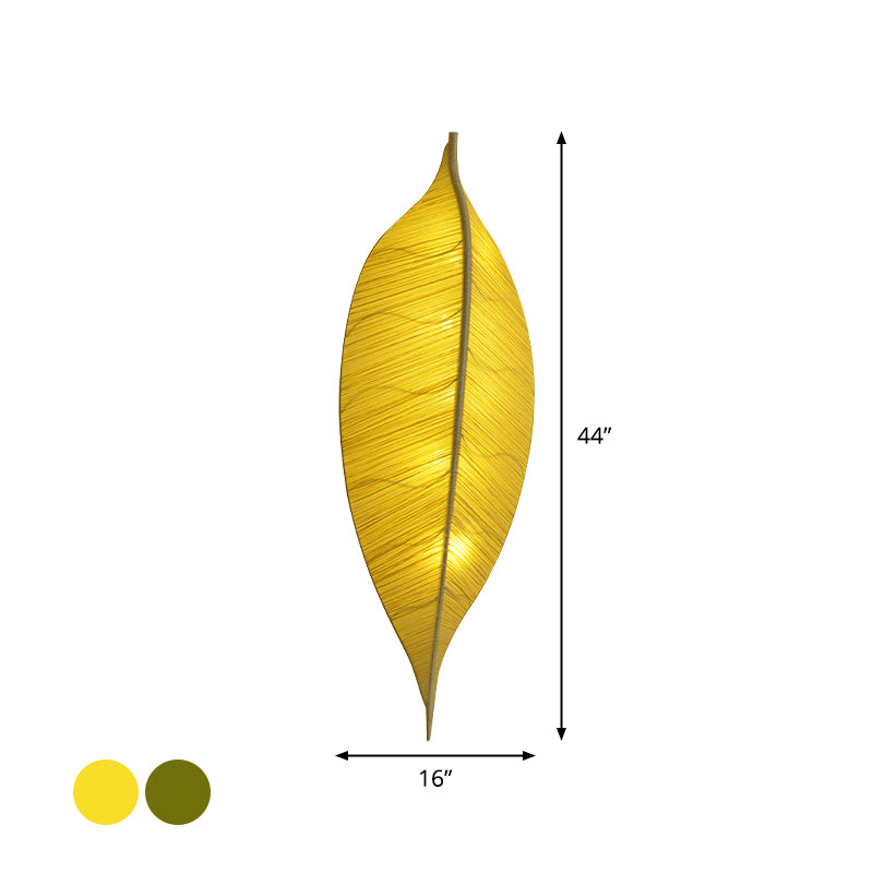 A forma di foglia a parete leggera fonce art deco tessuto a 3 bulb a parete da letto a parete montata in giallo/verde