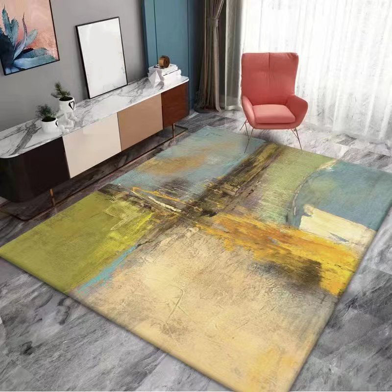 Modern Abstract Ink Carpet Living Room Polyester Carpet Non-slip Area Rug