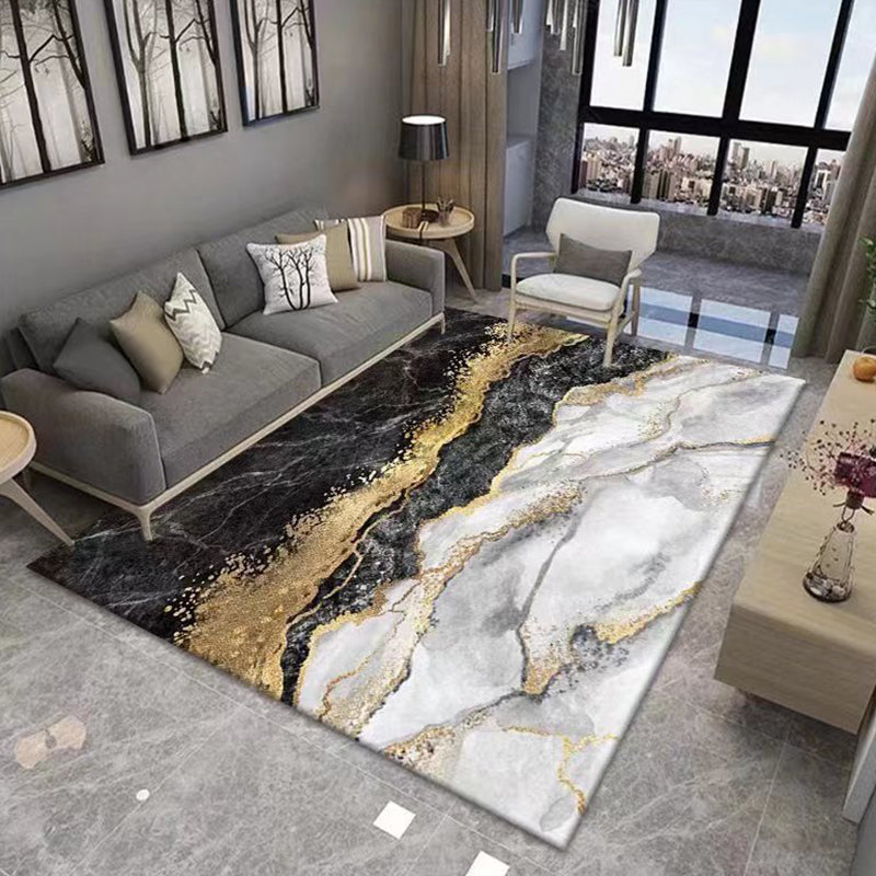 Modern Abstract Ink Carpet Living Room Polyester Carpet Non-slip Area Rug