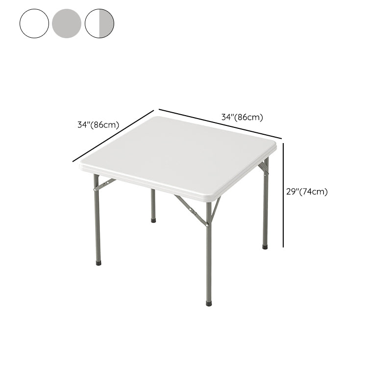 Modern Dining Table Square Plastic Top with 4 Metal Legs for Living Room