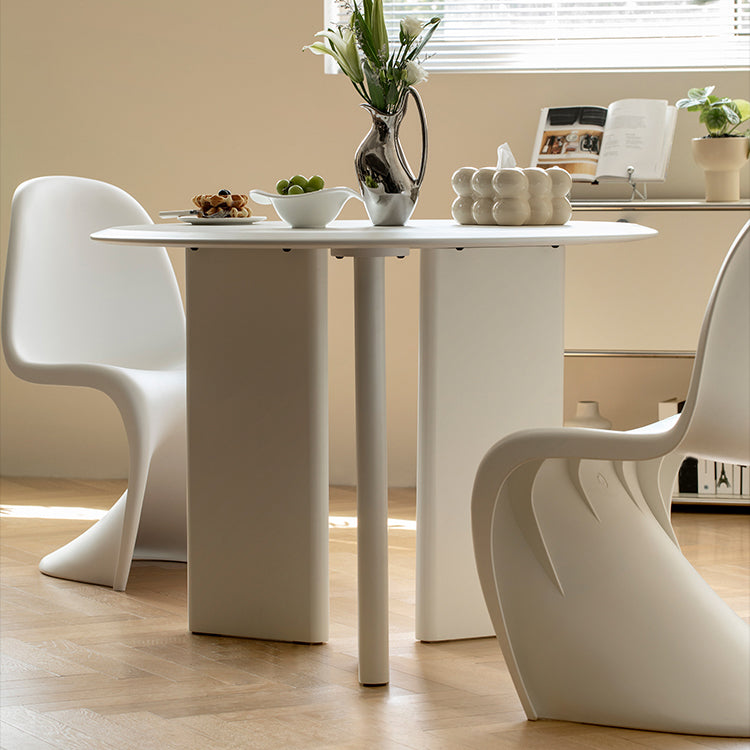 Modern Wooden Dining Room Table for 2 Person White Round Top
