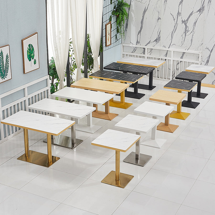 Wooden Dining Room Table for 2 Person with Metal Pedestal Base