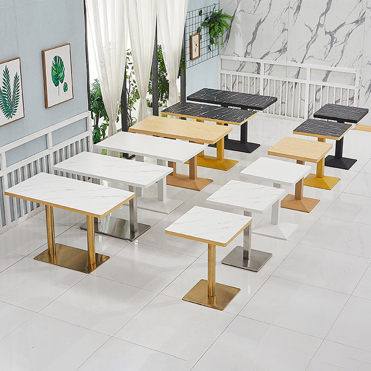 Wooden Dining Room Table for 2 Person with Metal Pedestal Base