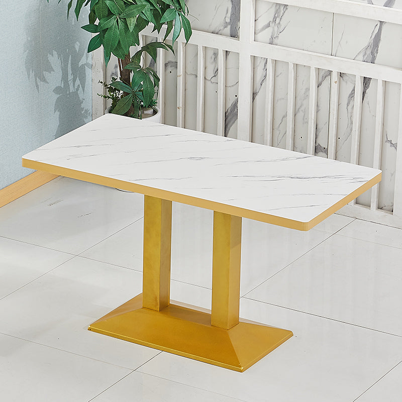 Wooden Dining Room Table for 2 Person with Metal Pedestal Base