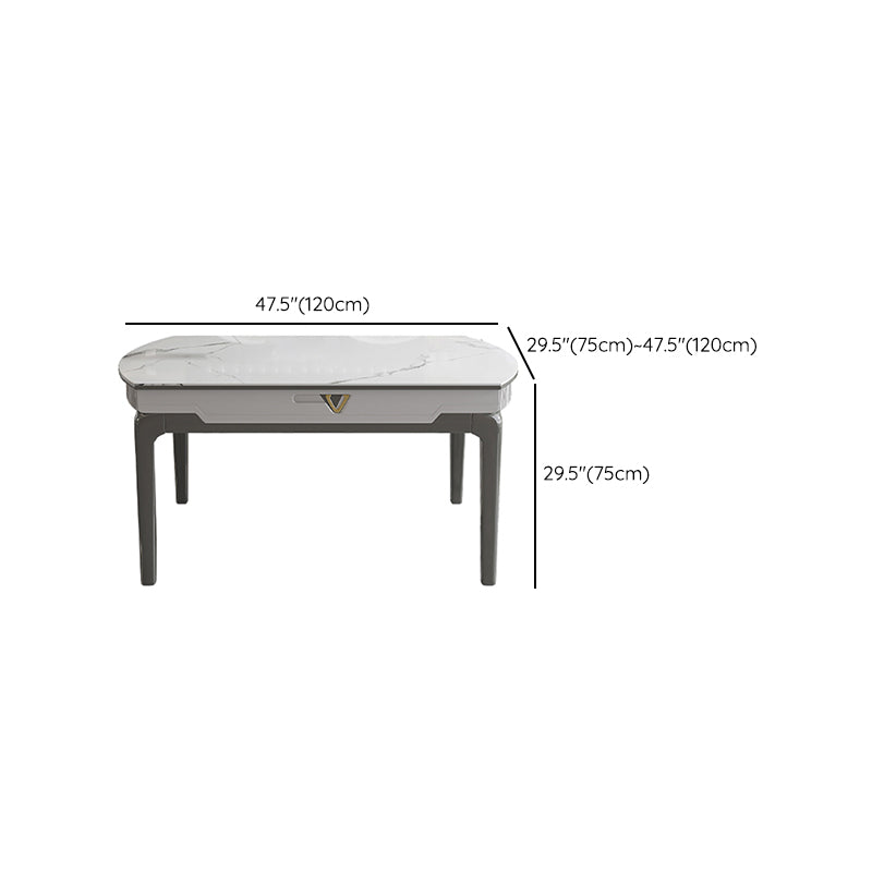 Modern Extendable Dining Table White Round Stone Tabletop for Home