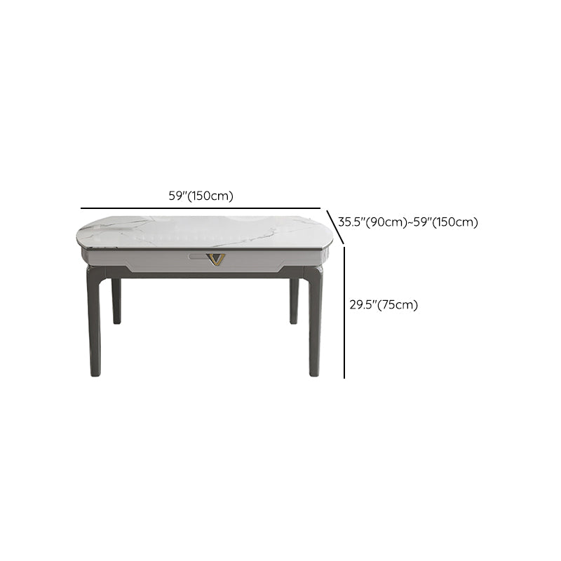 Modern Extendable Dining Table White Round Stone Tabletop for Home