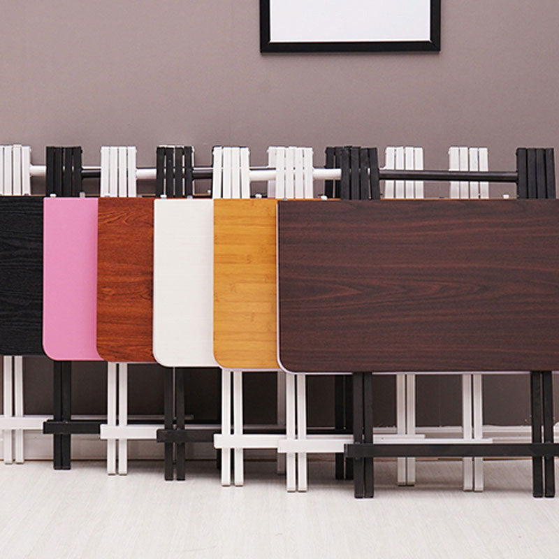Modern Folding Wood Top Dining Table with Metal Leg for Living Room