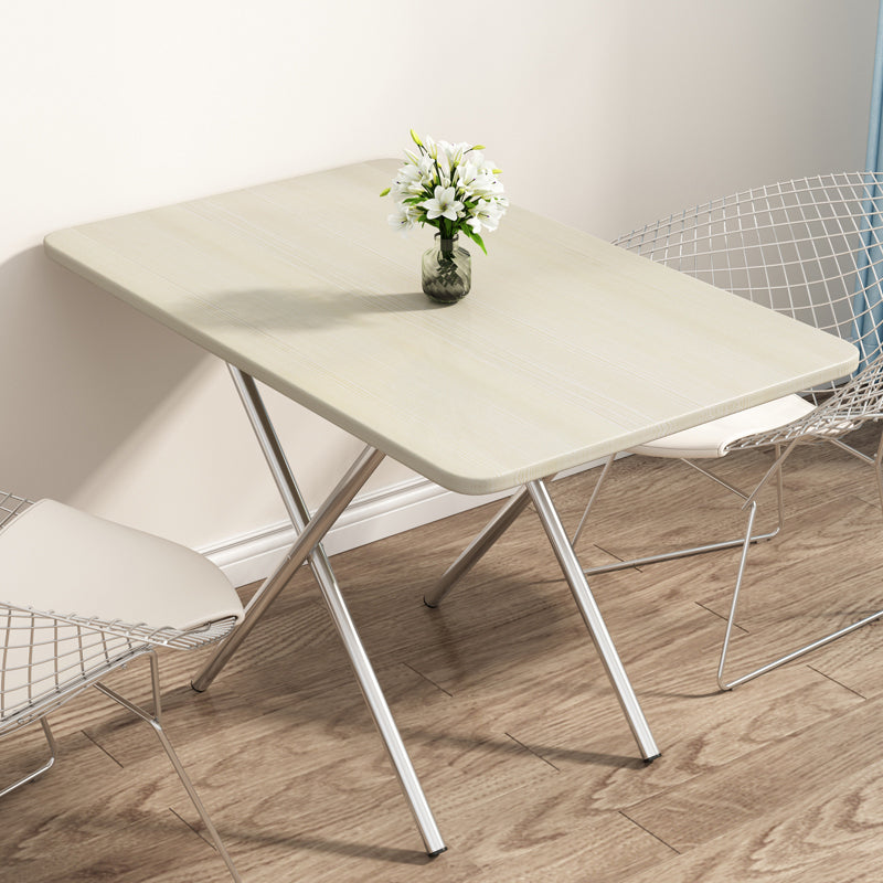 Modern Folding Wood Top Dining Table with Metal Leg for Living Room