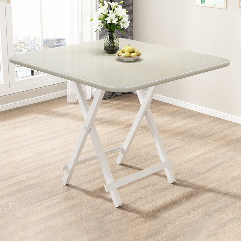 Modern Folding Wood Top Dining Table with Metal Leg for Living Room