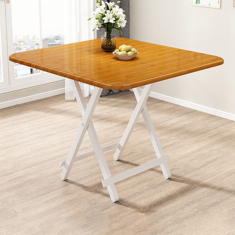 Modern Folding Wood Top Dining Table with Metal Leg for Living Room