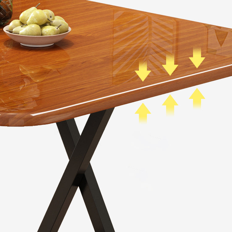 Modern Folding Wood Top Dining Table with Metal Leg for Living Room