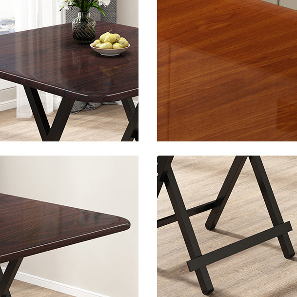 Modern Folding Wood Top Dining Table with Metal Leg for Living Room