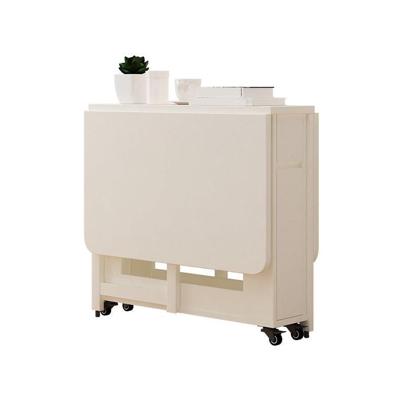 Modern Dining Table Foldable Rectangle Tabletop with Wood Base