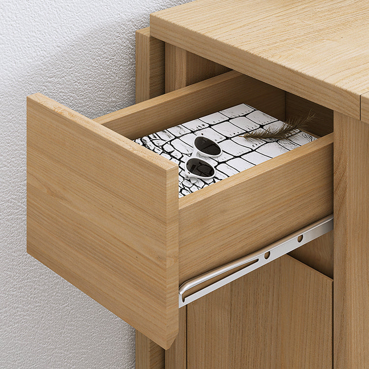 Modern Dining Table Foldable Rectangle Tabletop with Wood Base