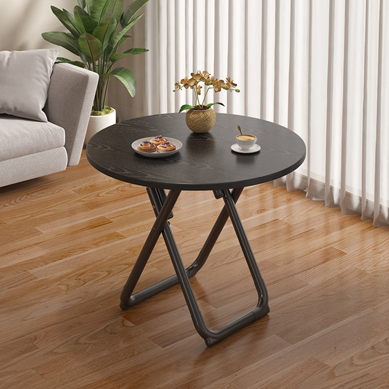 Modern Folding Dining Table Wooden Tabletop with Metal Base for Home