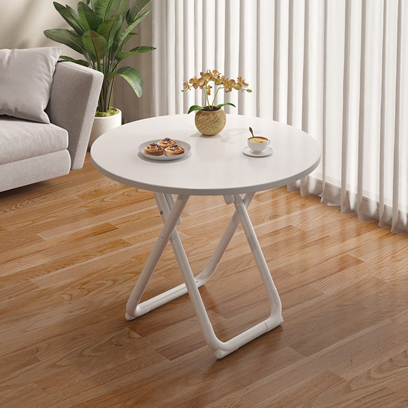 Modern Folding Dining Table Wooden Tabletop with Metal Base for Home