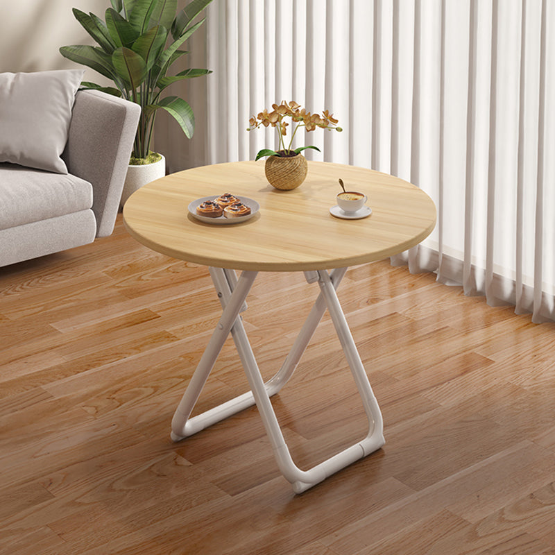 Modern Folding Dining Table Wooden Tabletop with Metal Base for Home