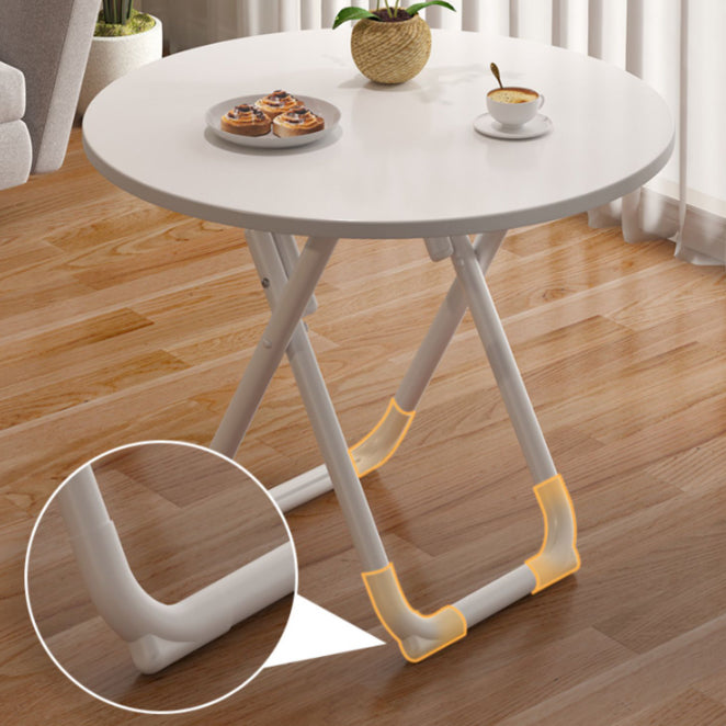 Modern Folding Dining Table Wooden Tabletop with Metal Base for Home