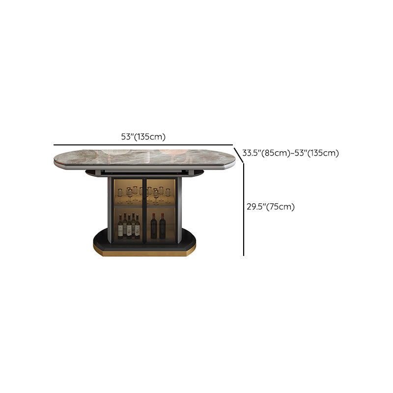 Modern Stone Top Dining Table Extendable for Small Spaces with Storage