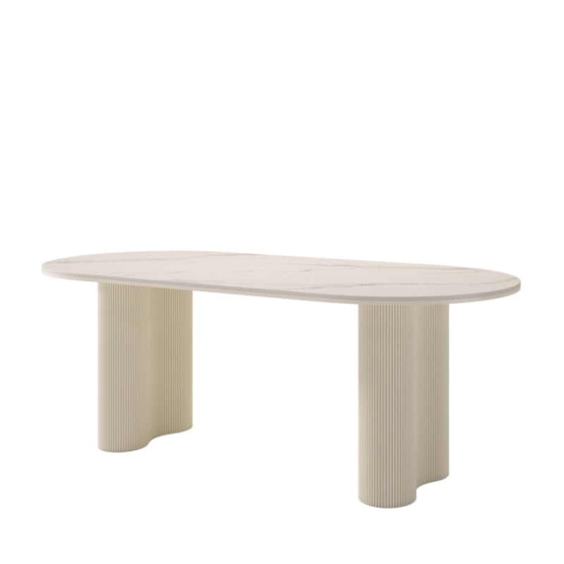 1/2/5/7 Pieces White Oval Sintered Stone Top Dining Set for Home