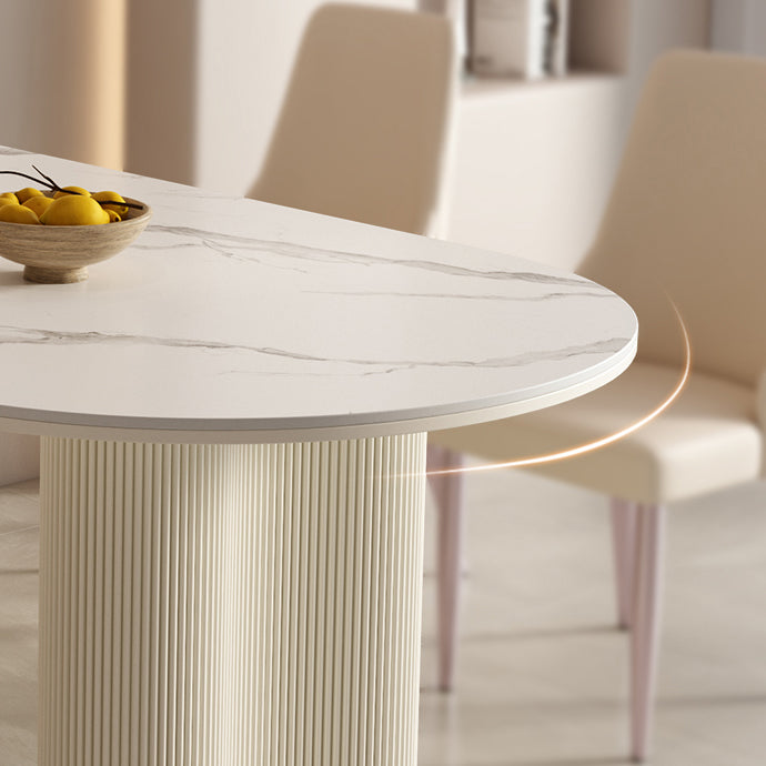 1/2/5/7 Pieces White Oval Sintered Stone Top Dining Set for Home