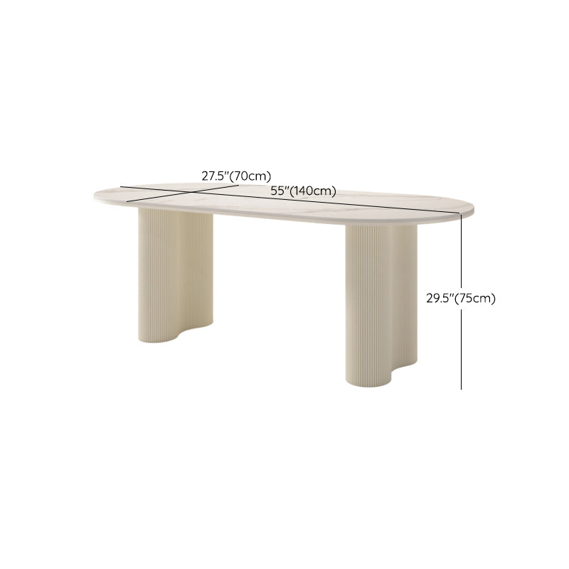 1/2/5/7 Pieces White Oval Sintered Stone Top Dining Set for Home