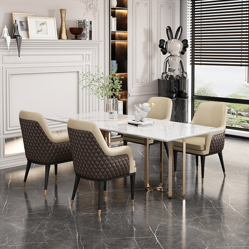Luxury Style Metal Chair Solid Back Dining Kitchen Arm Chair for Dining Room