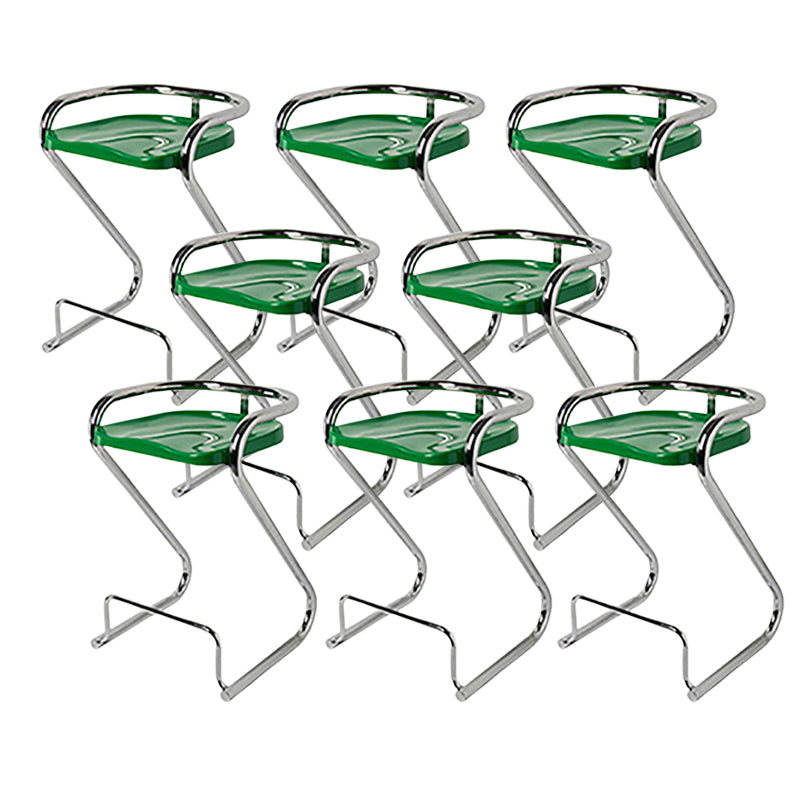 Modern Contoured Seat Low Back Armless Bar Stools with Metal Base