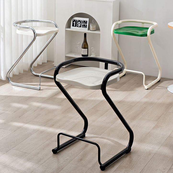 Modern Contoured Seat Low Back Armless Bar Stools with Metal Base