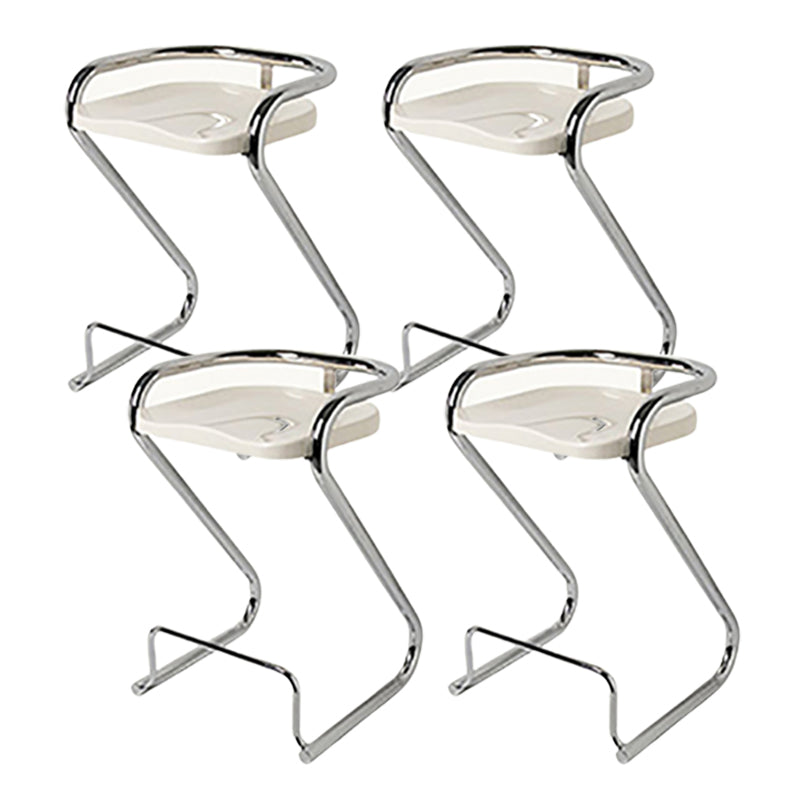 Modern Contoured Seat Low Back Armless Bar Stools with Metal Base