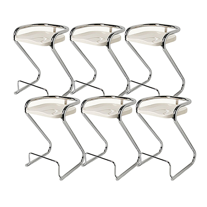 Modern Contoured Seat Low Back Armless Bar Stools with Metal Base
