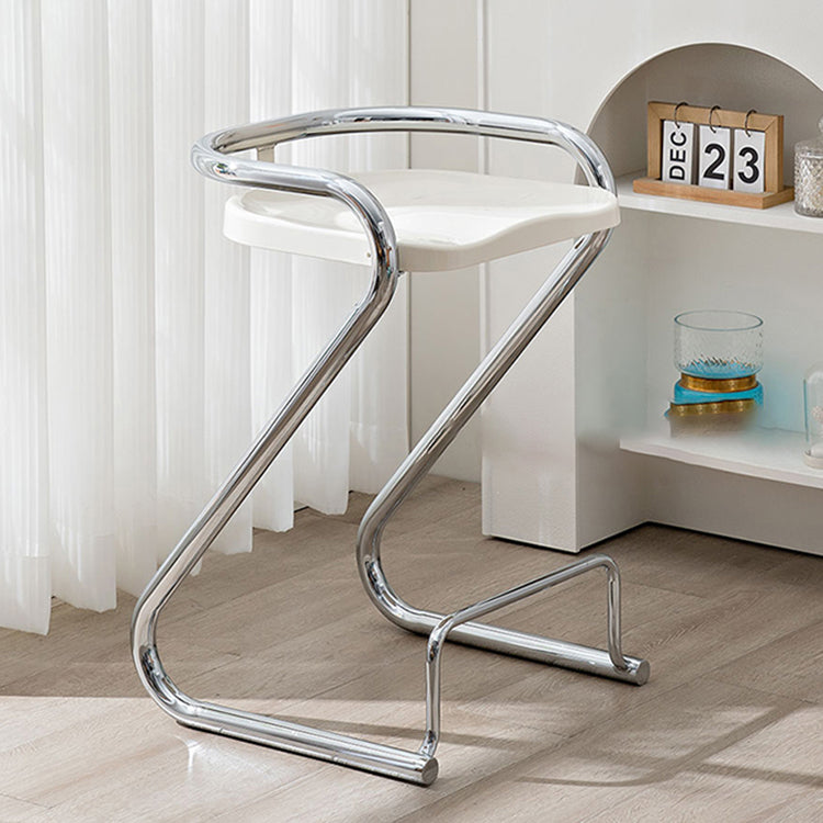 Modern Contoured Seat Low Back Armless Bar Stools with Metal Base