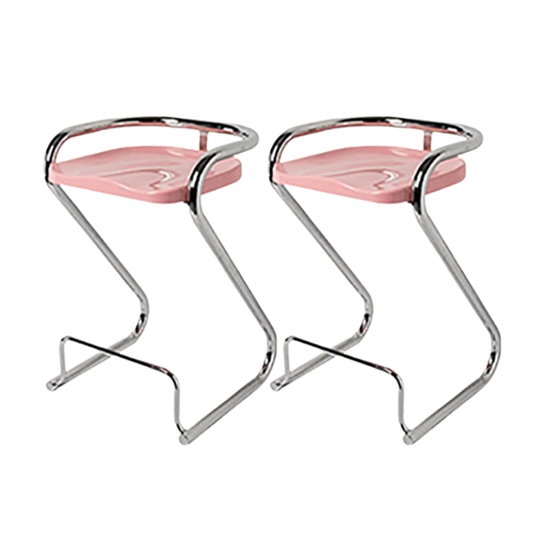 Modern Contoured Seat Low Back Armless Bar Stools with Metal Base