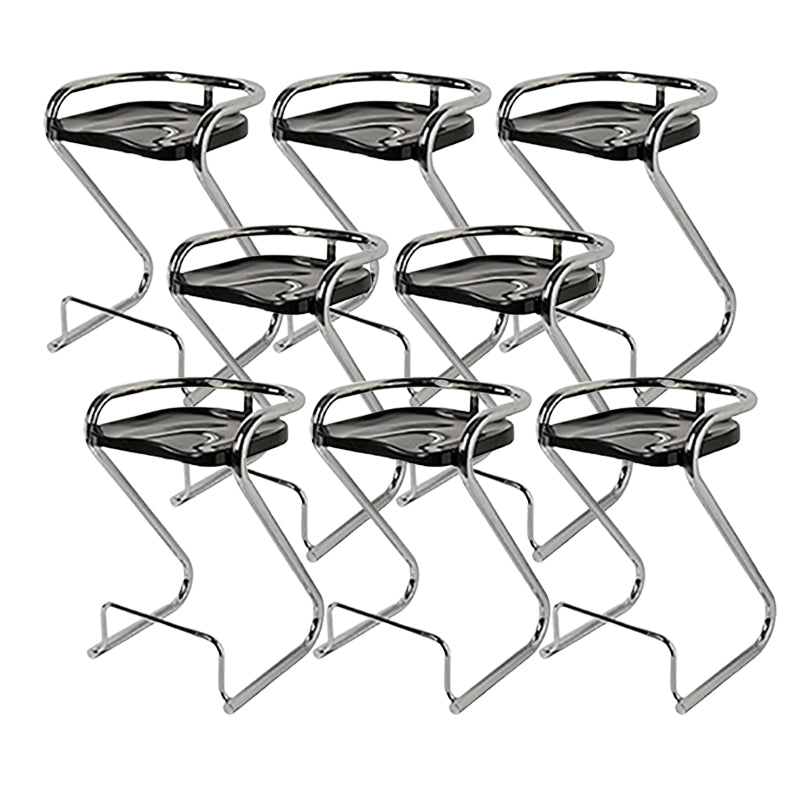 Modern Contoured Seat Low Back Armless Bar Stools with Metal Base