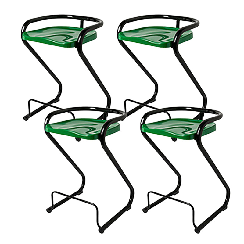 Modern Contoured Seat Low Back Armless Bar Stools with Metal Base