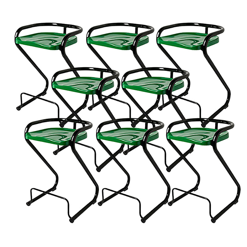 Modern Contoured Seat Low Back Armless Bar Stools with Metal Base