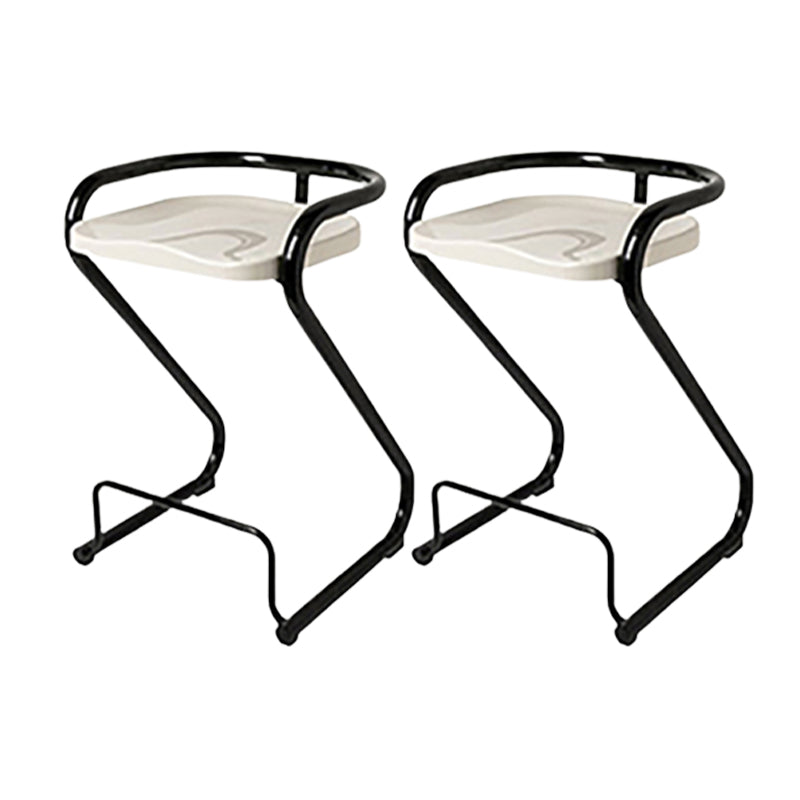 Modern Contoured Seat Low Back Armless Bar Stools with Metal Base