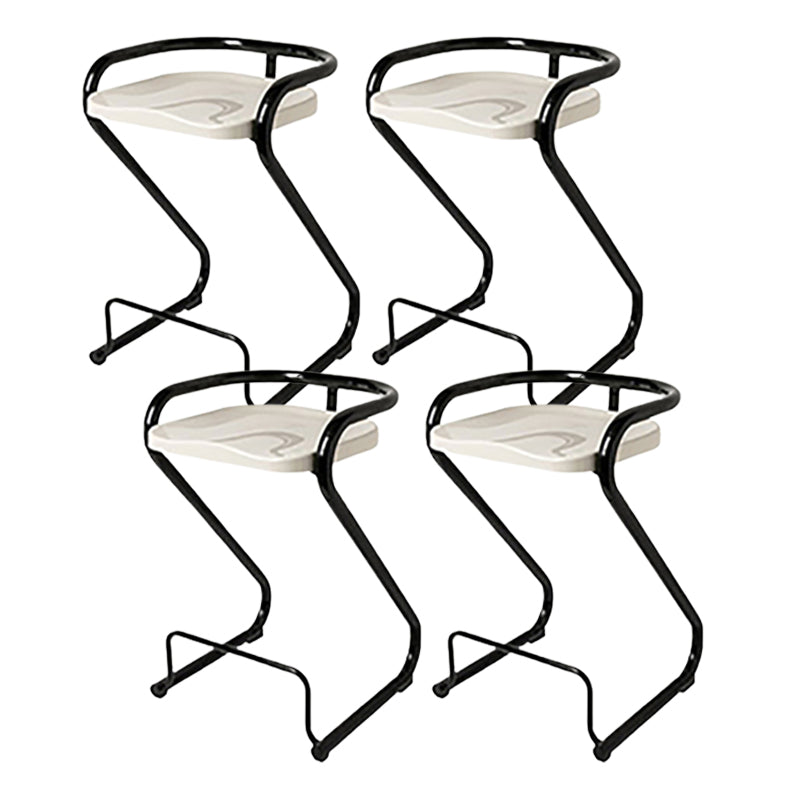 Modern Contoured Seat Low Back Armless Bar Stools with Metal Base
