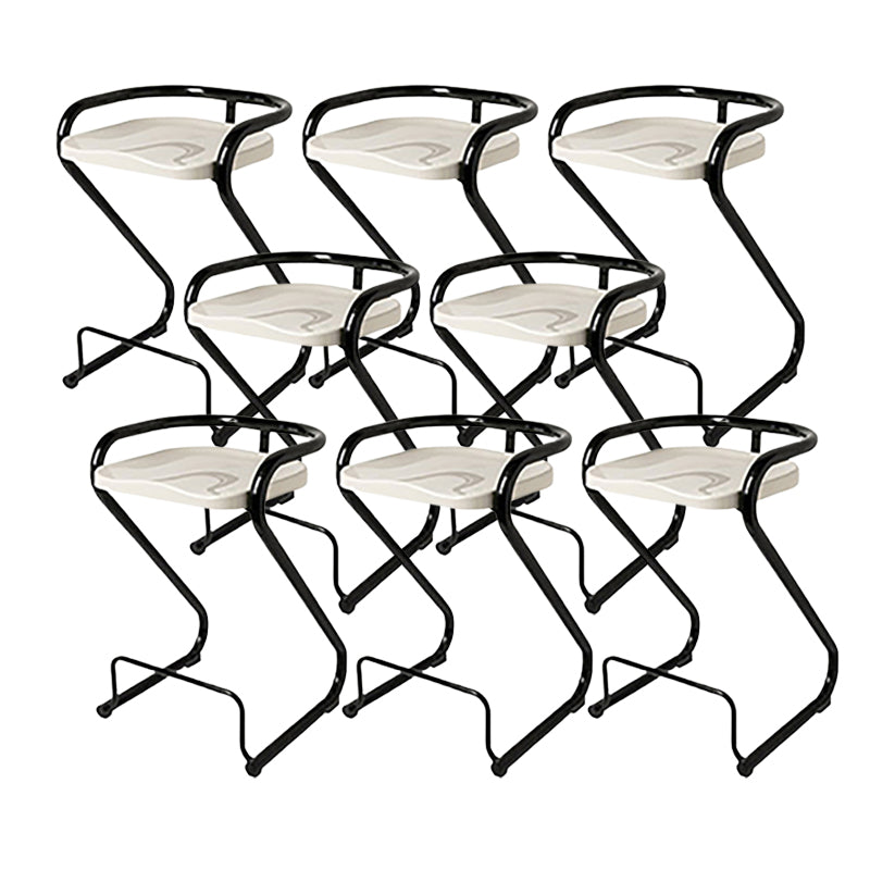 Modern Contoured Seat Low Back Armless Bar Stools with Metal Base