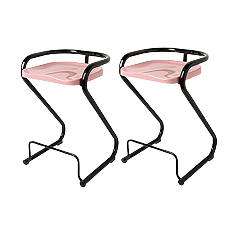 Modern Contoured Seat Low Back Armless Bar Stools with Metal Base