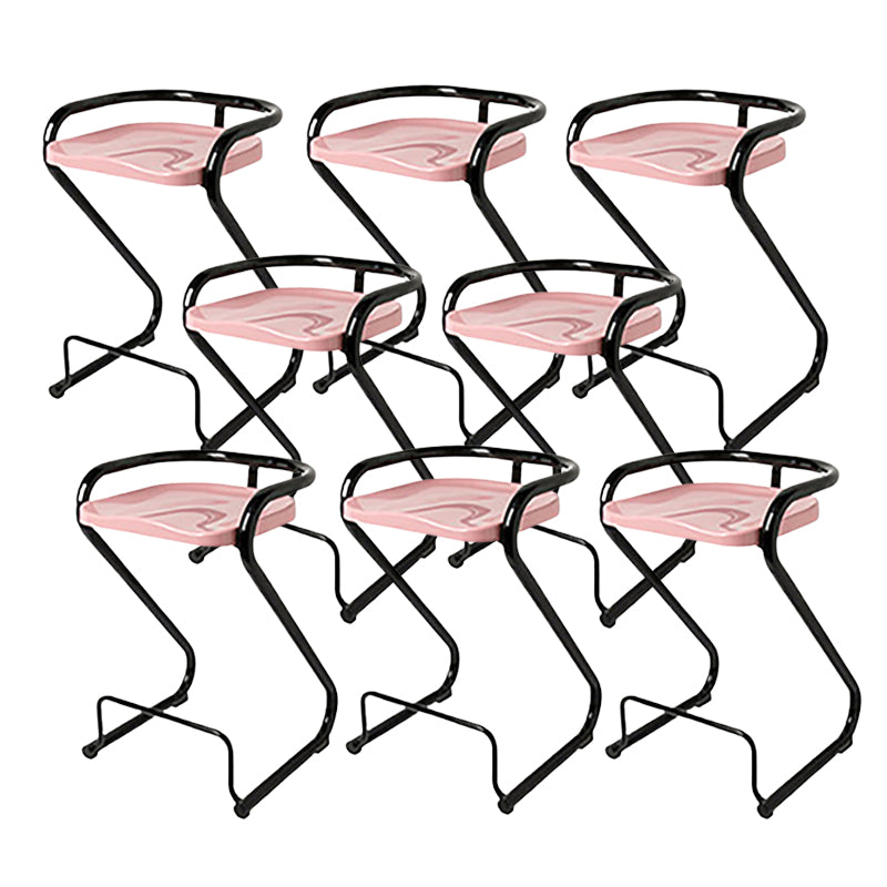 Modern Contoured Seat Low Back Armless Bar Stools with Metal Base